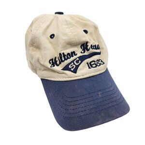 Hilton Head Kids Hat Khaki Blue Hook And Loop Adjust Souvenir Baseball Cap